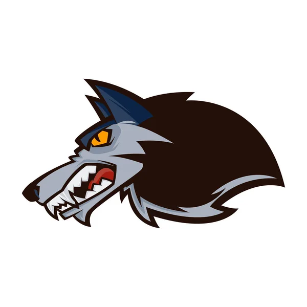 Fâché loup tête illustration mascotte esports logo — Image vectorielle