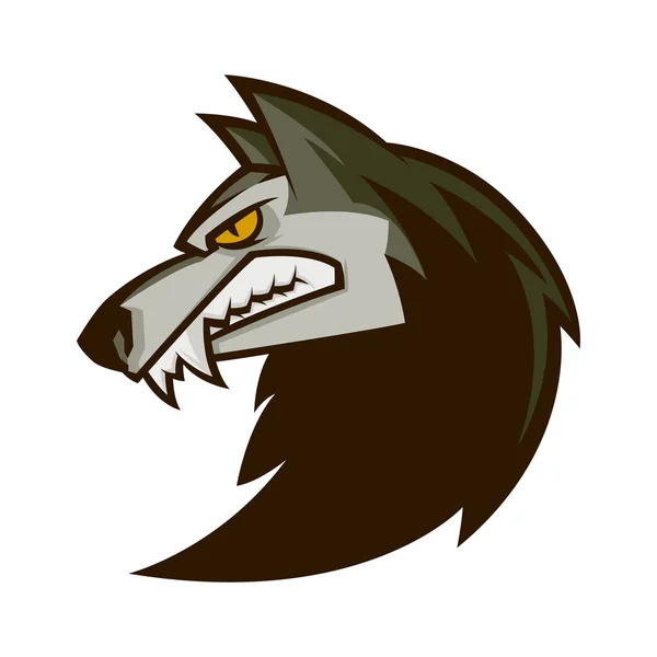 Cabeça de lobo zangado ilustração mascote esports logotipo — Vetor de Stock