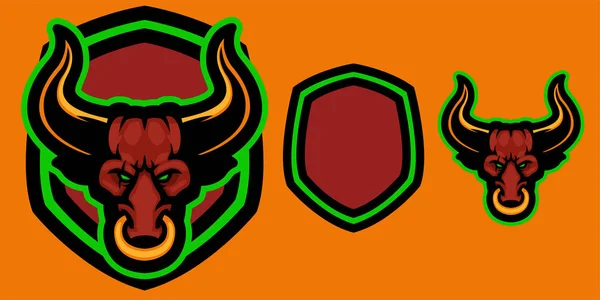 Enojado cabeza de toro esports logo mascota ilustración — Vector de stock