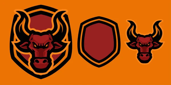 Enojado cabeza de toro esports logo mascota ilustración — Vector de stock