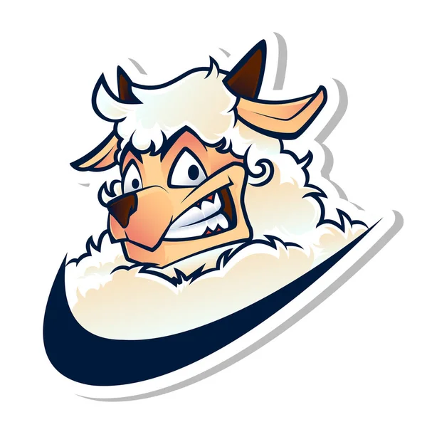 Illustration drôle de logo de mascotte de mouton — Image vectorielle