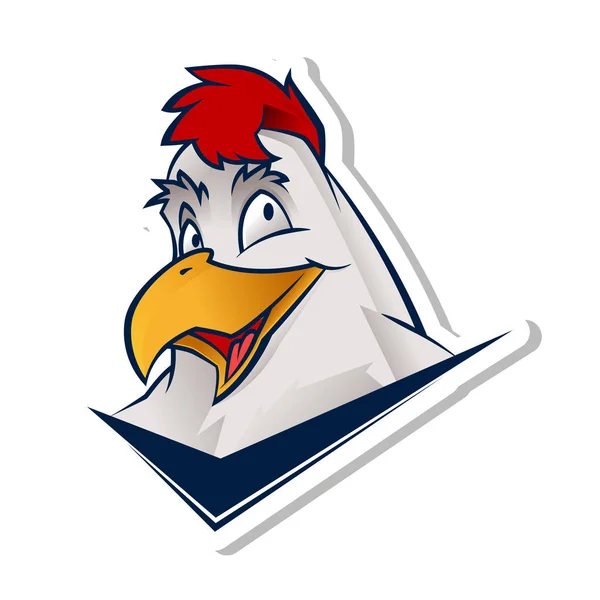 Illustration drôle de logo de mascotte de poulet coq — Image vectorielle