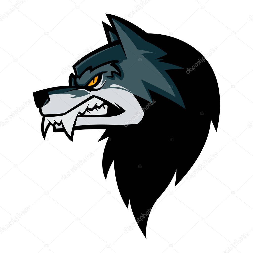 angry wolf head illustration mascot esports logo