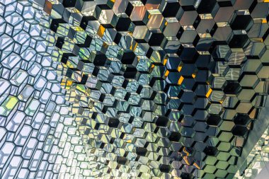 Reykjavik - 02 Mayıs 2018: Inside Harpa Opera Binası Reykjavik, İzlanda