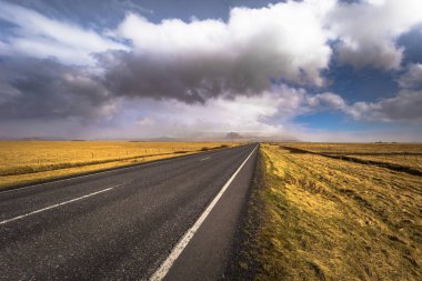 İzlanda vahşi - 04 Mayıs 2018: İzlanda'daki vahşi doğada yol