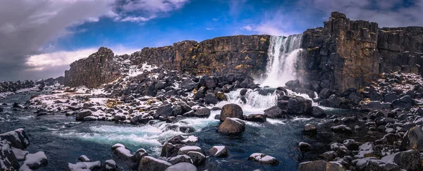 Oxararfoss Тра 2018 Водоспад Oxararfoss Ісландія — стокове фото