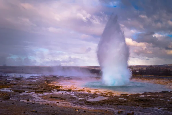 Герер Мая 2018 Года Сильное Извержение Гейзера Герере Исландия — стоковое фото