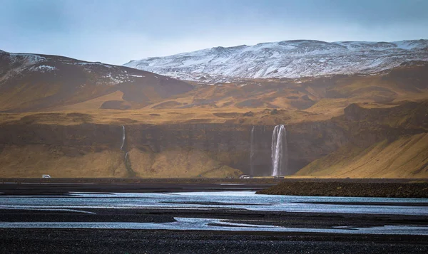 Seljalandsfoss Maio 2018 Panorama Cachoeira Seljalandsfoss Islândia — Fotografia de Stock