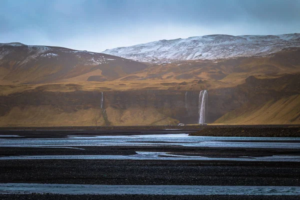 Seljalandsfoss Května 2018 Panorama Vodopád Seljalandsfoss Island — Stock fotografie