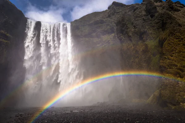 Skogafoss 아이슬란드에서 Skogafoss 2018 무지개 — 스톡 사진