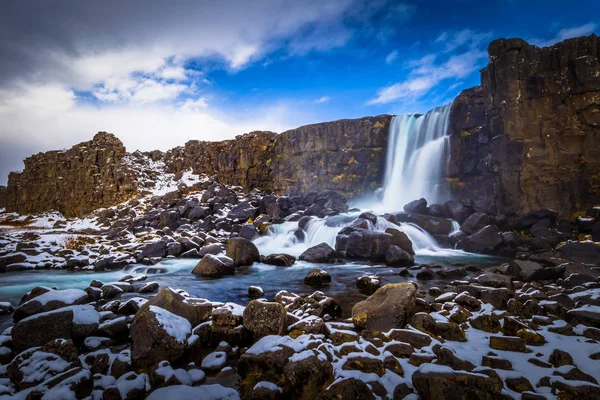 Oxararfoss Тра 2018 Водоспад Oxararfoss Ісландія — стокове фото