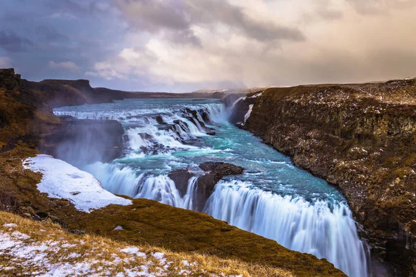 アイスランドのゴールデン サークルの史跡 2018 Gulfoss Watefall — ストック写真