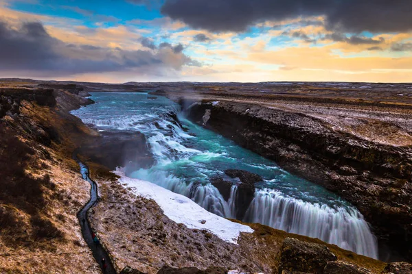 Gulfoss Május 2018 Gulfoss Watefall Golden Circle Izland — Stock Fotó