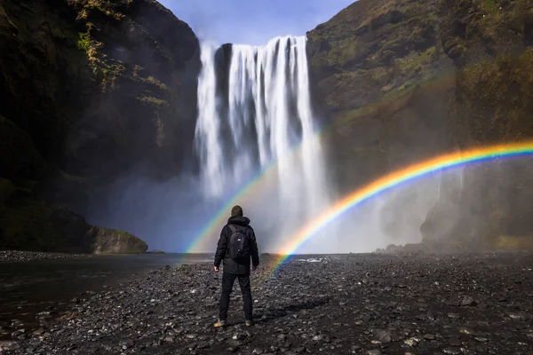 Skogafoss Mai 2018 Aventurier Cascade Massive Skogafoss Islande — Photo