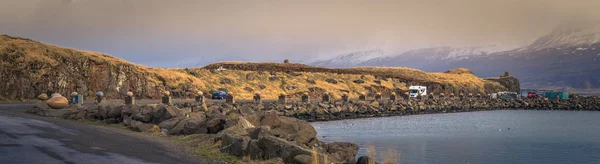 Djupivogur Mai 2018 Statues Œufs Dans Port Djupivogur Islande — Photo