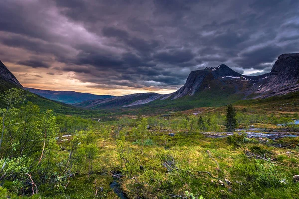 Krajina Shot Divokého Údolí Ostrovech Lofoty Norsko — Stock fotografie