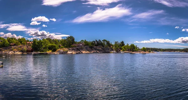 Panoramiczny Widok Niektórych Wysp Archipelagu Szwedzki Podczas Przesilenia Letniego Szwecja — Zdjęcie stockowe