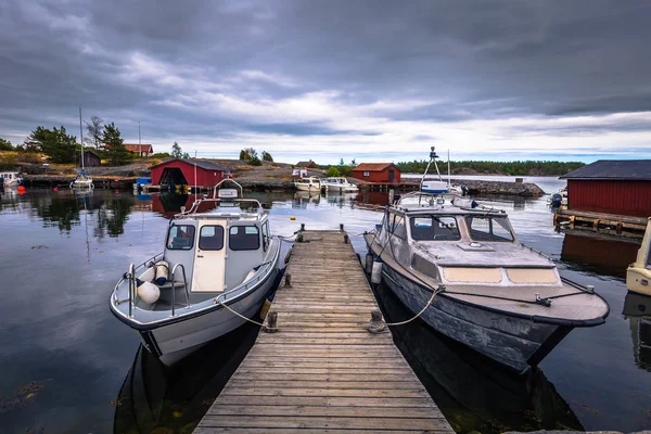 Zweedse Scherenkust Juni 2018 Boten Haven Van Het Eiland Van — Stockfoto