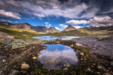Vahşi dağ manzarası Jotunheimen Milli Parkı, Norveç