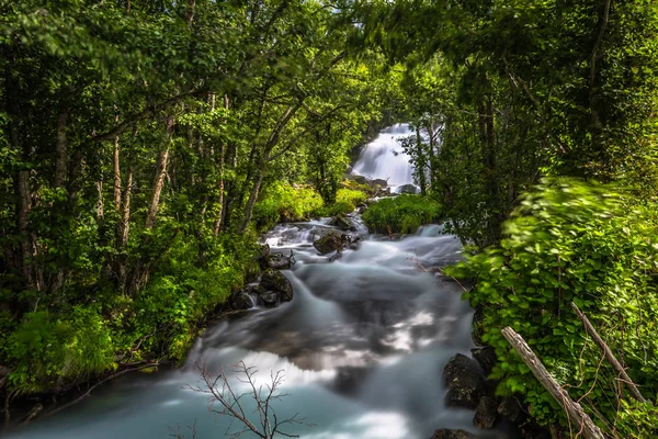 Geiranger Липня 2018 Маленькі Річки Потоку Кемпінгу Geiranger Норвегія — стокове фото