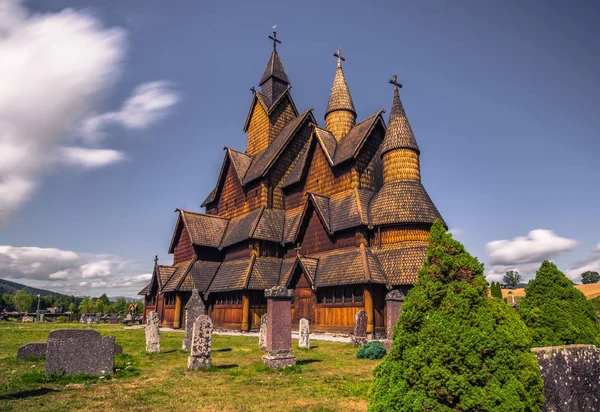 Heddal Agosto 2018 Medieval Heddal Stave Church Maior Das Restantes — Fotografia de Stock