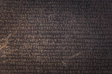 Londra - 06 Ağustos 2018: Rosetta Stone Brtitish Müzesi, Londra, İngiltere ayrıntıları