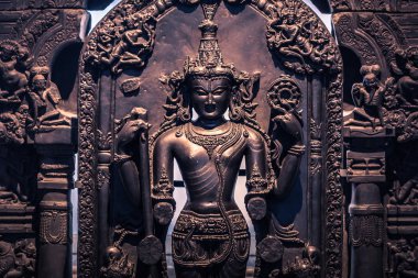 Londra - 06 Ağustos 2018: Londra, İngiltere Brtitish Müzesi'nde Antik Hint heykeller