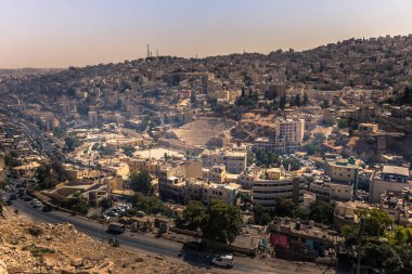 Amman-29 Eylül 2018: Amman Merkezi, hisar bakış açısı, Ürdün