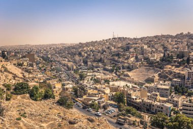 Amman-29 Eylül 2018: Amman Merkezi, hisar bakış açısı, Ürdün