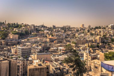 Amman-29 Eylül 2018: Amman Merkezi, hisar bakış açısı, Ürdün