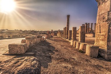 Jerash-Eylül 29, 2018: Jerash, Ürdün antik Roma harabeleri