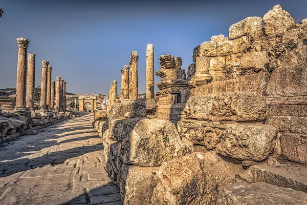 Jerash Septiembre 2018 Antiguas Ruinas Romanas Jerash Jordania —  Fotos de Stock
