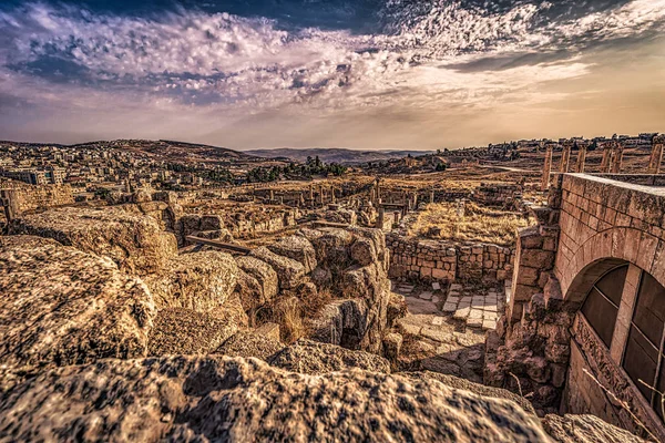 Jerash Septiembre 2018 Antiguas Ruinas Romanas Jerash Jordania — Foto de Stock