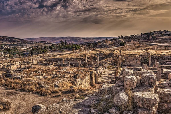 Jerash Září 2018 Starověké Římské Rozvaliny Jerashu Jordánsko — Stock fotografie