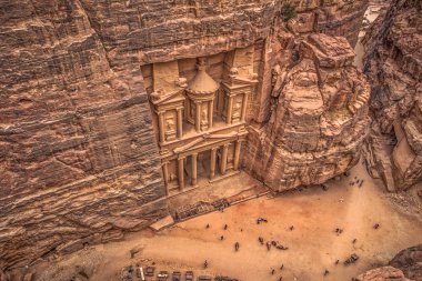 Petra - October 01, 2018: Treasury of the ancient city of Petra, Wonder of the World, Jordan clipart