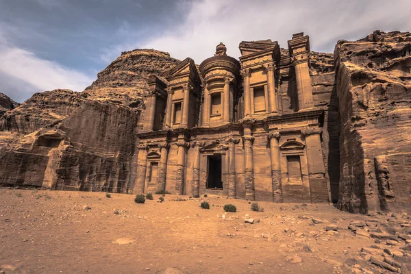 Petra Outubro 2018 Mosteiro Antiga Cidade Petra Maravilha Mundo Jordânia — Fotografia de Stock