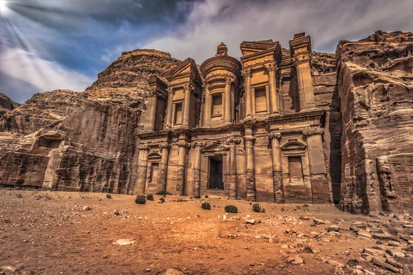 Petra Outubro 2018 Mosteiro Antiga Cidade Petra Maravilha Mundo Jordânia — Fotografia de Stock