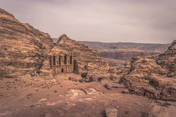 Petra Outubro 2018 Mosteiro Antiga Cidade Petra Maravilha Mundo Jordânia — Fotografia de Stock