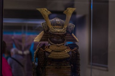 Tokyo - 21 Mayıs 2019: Tokyo Ulusal Müzesi'nde samuray zırhı