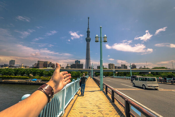Токио - 19 мая 2019 года: Tokyo Skytree tower in Asakusa, Tokyo, Jap
