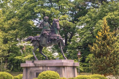 Takayama - 26 Mayıs 2019: Takayama'da feodal bir lordun heykeli, Ja
