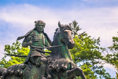 Takayama - 26 Mayıs 2019: Takayama'da feodal bir lordun heykeli, Ja