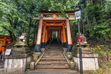 Kyoto - 28 Mayıs 2019: Fushimi Inari Shinto sh'nin Torii kapıları