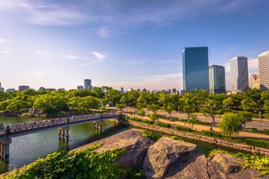 Osaka - 01 Haziran 2019: Osaka şehir merkezi, Japonya