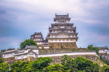 Himeji - 02 Haziran 2019: Bölgedeki ikonik Himeji Kalesi