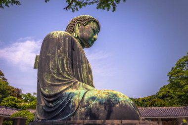 Kamakura - 06 Haziran 2019: Kotoku'daki büyük Buda heykeli-