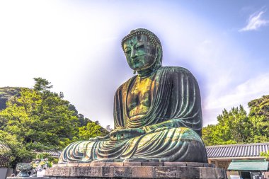 Kamakura - 06 Haziran 2019: Kotoku'daki büyük Buda heykeli-