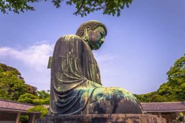 Kamakura - 06 Haziran 2019: Kotoku'daki büyük Buda heykeli-