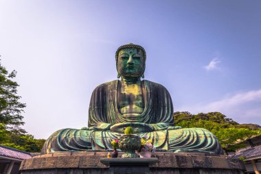 Kamakura - 06 Haziran 2019: Kotoku'daki büyük Buda heykeli-
