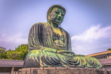 Kamakura - 06 Haziran 2019: Kotoku'daki büyük Buda heykeli-